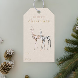 God jul Watercolor Rener Simple Modern Presentetikett