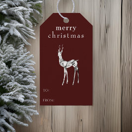 God jul Watercolor Rener Simple Modern Presentetikett