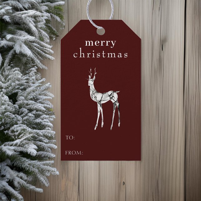 God jul Watercolor Rener Simple Modern Presentetikett (Skapare uppladdad)