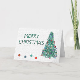 God jul Watercolor Träd Helgkort