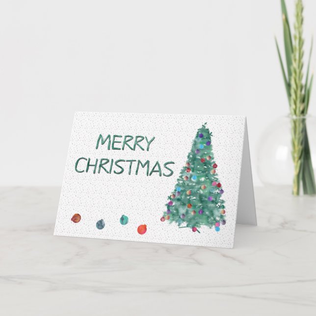 God jul Watercolor Träd Helgkort (Framsida)