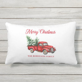 God jul Watercolor Vintage Red Lastbil Patio Lumbarkudde