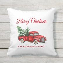 God jul Watercolor Vintage Red Lastbil Porch