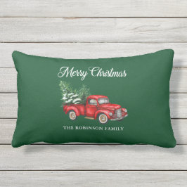 God jul Watercolor Vintage Red Lastbil Porch Lumbarkudde