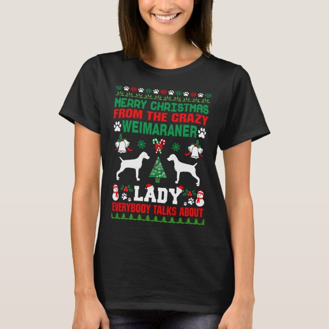 God jul Weimaraner Dam ugglanssötare T Shirt (Framsida)