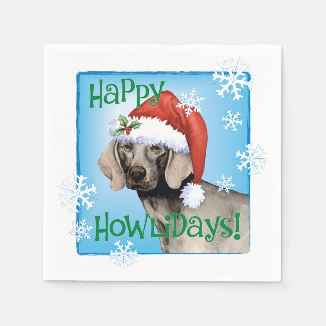 God jul Weimaraner Napkins Pappersservett (Framsidan)