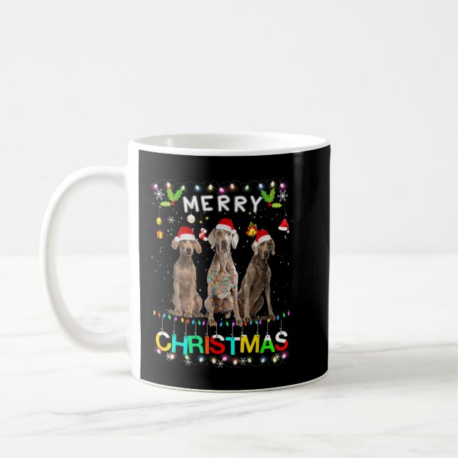 God jul Weimaraner Shirt Santa Hat Ljus Kaffemugg (Vänster)