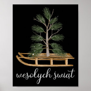 God jul Wesolych Swiat Sled and Tre Poster
