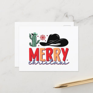 God jul Western cowboyhatt Helg Vykort