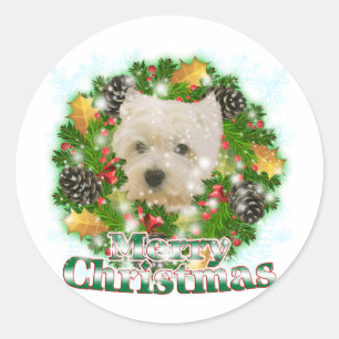 God jul Westie Runt Klistermärke