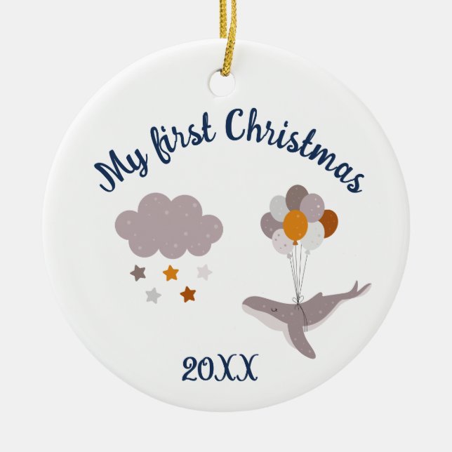 God jul Whale Bevackra Dream Ceramic Orna Julgransprydnad Keramik (Framsidan)