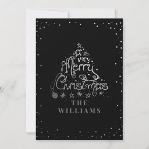 God jul Whimsical Artsy Silver Black Inbjudningar