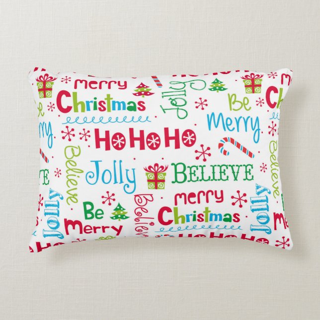 God jul Whimsical Modern Jolly Typography Prydnadskudde (Framsidan)