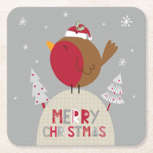 God jul Whimsical Robin Underlägg Papper Kvadrat