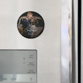 God Jul Whimsical Script Anpassad Foto  Magnet