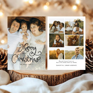 God Jul Whimsical Script Familj 7 Bilder Julkort