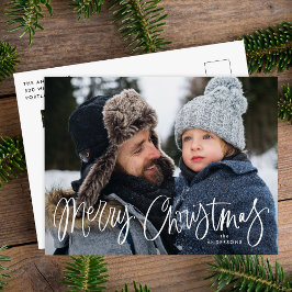 God jul Whimsical Script Photo Helg Vykort