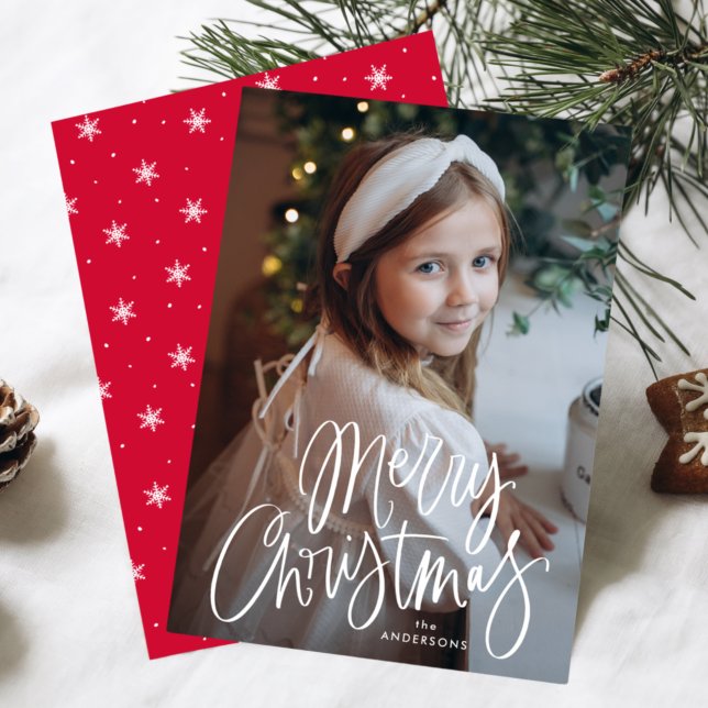 God jul Whimsical Script Photo Julkort (Skapare uppladdad)