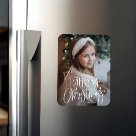 God jul Whimsical Script Photo Magnet
