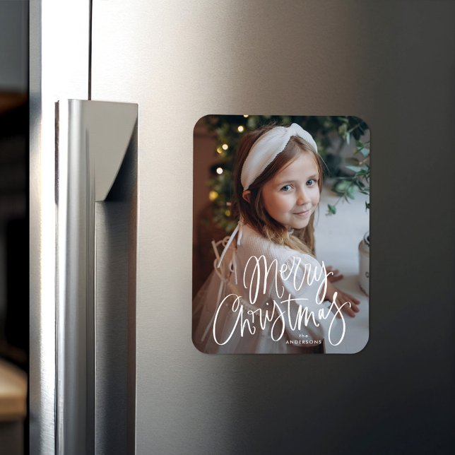 God jul Whimsical Script Photo Magnet (Skapare uppladdad)