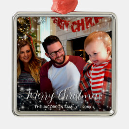 God jul Whimsical Sparkles Helgdag Photo Julgransprydnad Metall