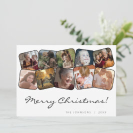 God jul Whit Black 10 Photo Collage Julkort