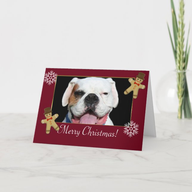 God jul White Boxer Hund Helgkort (Framsida)