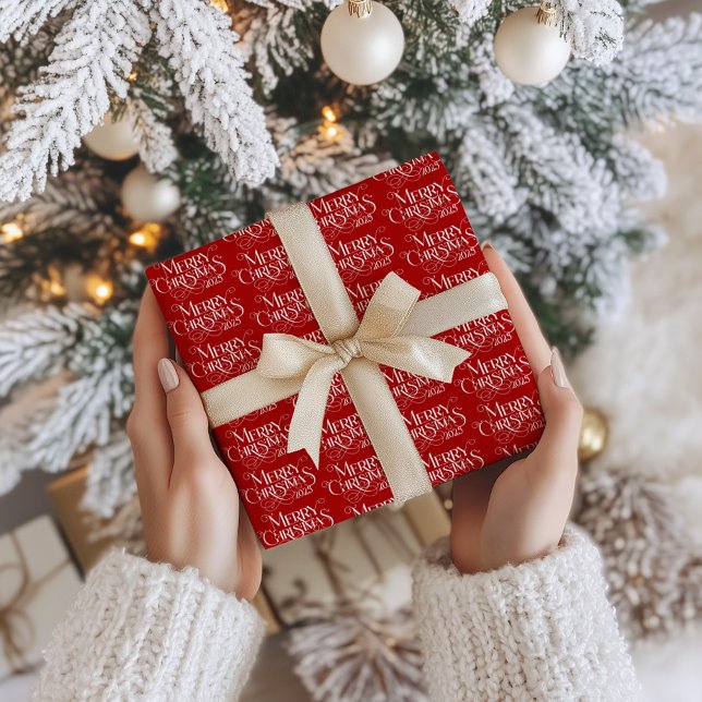 God jul White Festive Retro Typography Presentpapper (Skapare uppladdad)