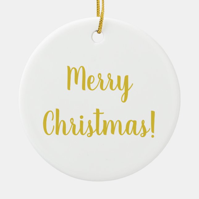 God jul White Guld Typography Festive Julgransprydnad Keramik (Framsidan)