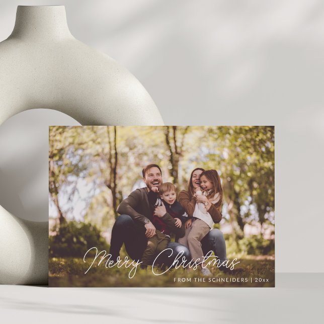 God jul White Handwrite Overlay Photo Julkort (Skapare uppladdad)