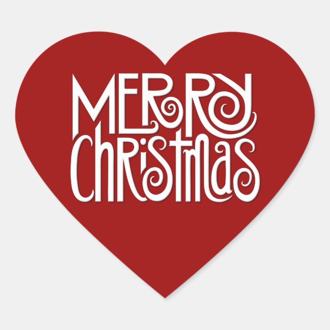 God jul white Heart Sticker Hjärtformat Klistermärke (Framsida)