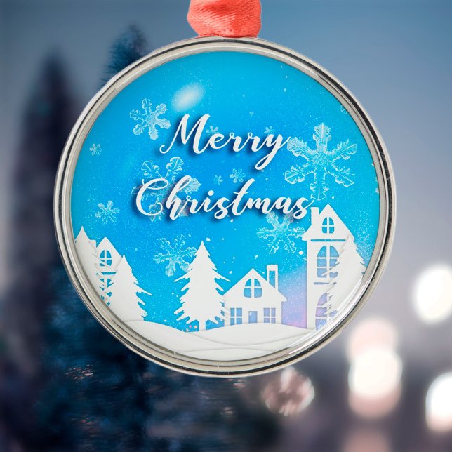 God jul White House Snö Blue Ornament (Skapare uppladdad)