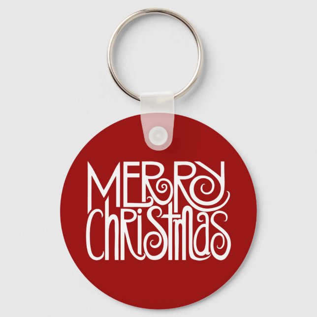 God jul White Keychain Nyckelring (Framsida)