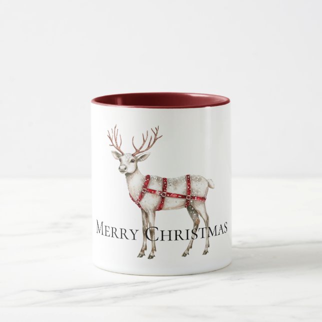 God Jul White Peppermint Reindeer Mugg (Center)