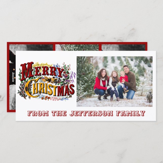 God jul White Photo Card Julkort (Fram/baksida)