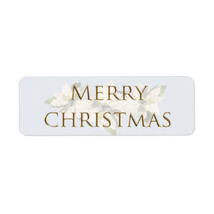 God jul White Poinsettia Kuvert Sticker Returadress Etikett