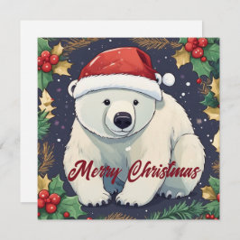 God jul White Polar Bear Julkort