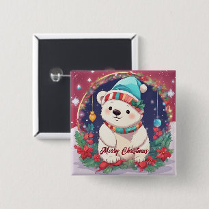 God jul White Polar Bear Knapp