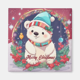 God jul White Polar Bear Magnet
