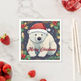 God jul White Polar Bear Pappersservett