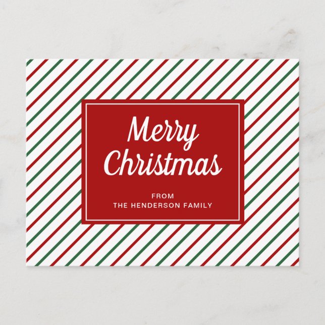 God jul White Red Stripe Vykort (Framsida)