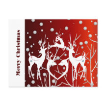 God jul White Reindeer Elegant Red Anpassningsbar