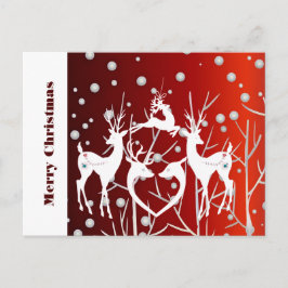 God jul White Reindeer Elegant Red Anpassningsbar Vykort