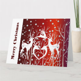 God jul White Reindeers Elegant Red Anpassningsbar Kort