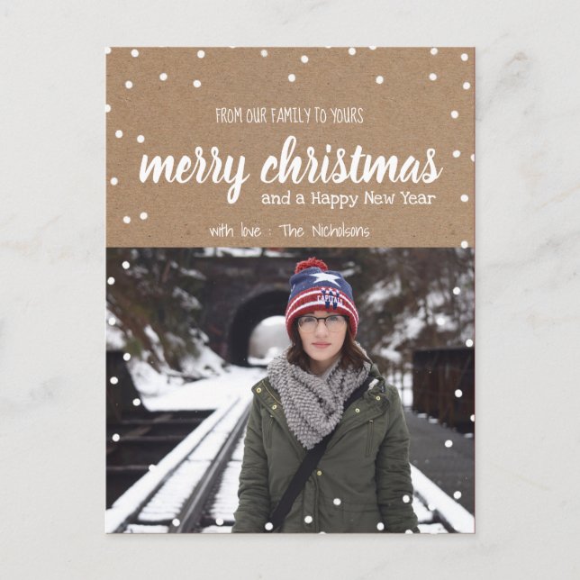God jul White Script Kraft Papper | Foto Helg Vykort (Framsida)