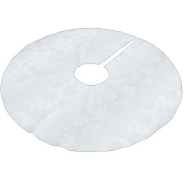 god jul White Snowflake Satin Julgransmatta Borstad Polyester