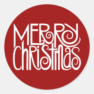 God jul White Sticker Runt Klistermärke