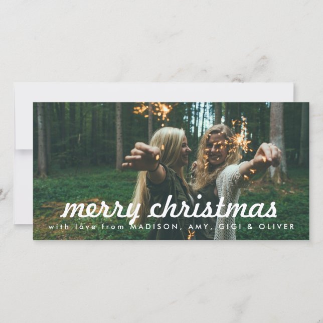God jul White Typography-julfoto Julkort (Framsida)