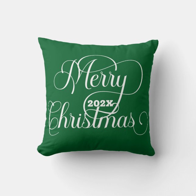 God jul White Typography on Grönt Kudde (Framsida)