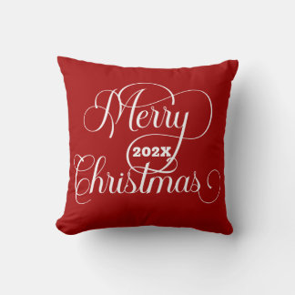 God jul White Typography on Red Kudde